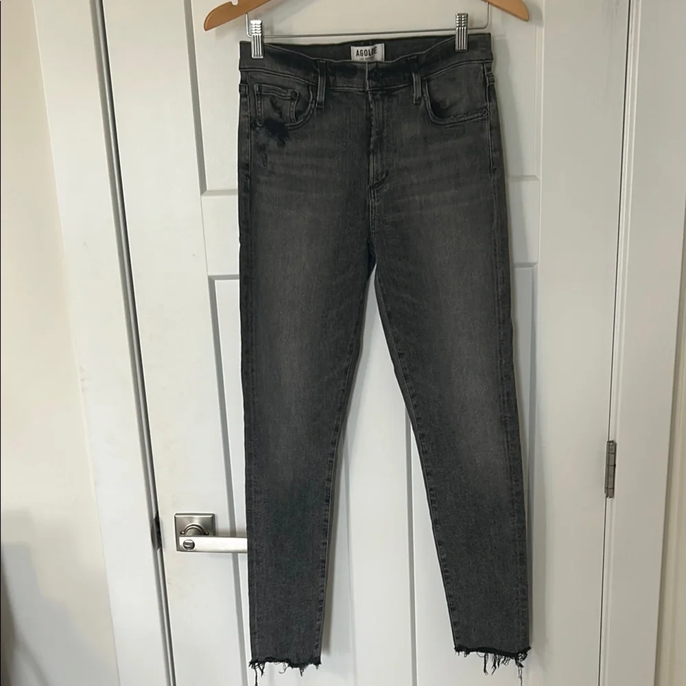Agolde Charcoal Distressed Denim - Picture 1 of 9
